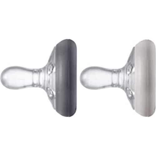 Tommee Tippee Breast-Like Pacifier, Skin-Like Texture, Symmetrical Design, BPA-Free Binkies, 0-6m, 2-Count, Slate/Cedar