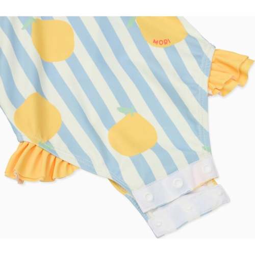 Lemon and Blue Stripe Frill Swimsuit - MORI | Maisonette