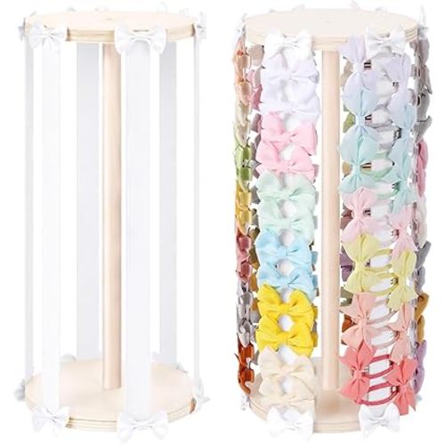 POVETIRE Hair Bow Holder for Girls, White Hair Clip Organizer, Hairbow Organizers Rack Display Decors Baby Nursery Toddler Girls Room