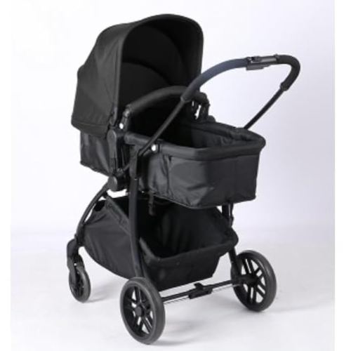 INFANS 2 in 1 Baby Stroller, Convertible Stroller with Bassinet Reversible Seat Adjustable Backrest Canopy One Hand Fold, Compact Toddler Pushchair for Kids Infants Newborns 0-36 Months (Black)
