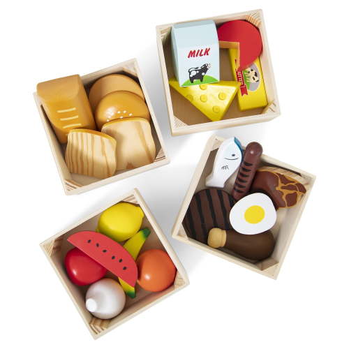 Melissa & Doug Wooden Play Food Set - 21 Food Items and 4 Crates for Healthy Pretend Play