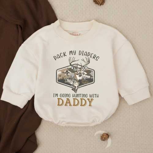 Pack My Diapers I’m Going Hunting With Daddy Baby Outfit, Hunting Baby Bodysuit, Deer Hunting Newborn Outfit, Hunter Baby Gift