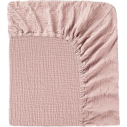 Muslin Crib Sheet – 100% Cotton Baby Fitted Sheet for Boys & Girls, Ultra Soft & Breathable, Snug Fit with 360° Elastic, Fits Standard Crib Mattress 28" x 52" & Toddler Beds.