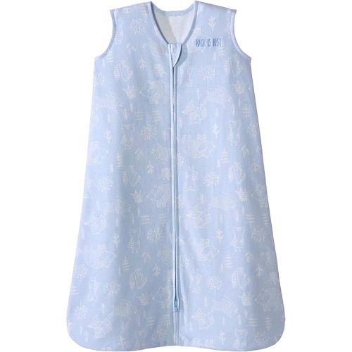 HALO SleepSack, 100% Cotton Wearable Blanket, Swaddle Transition Sleeping Bag, TOG 0.5, Woodland Etch Blue, Size Small
