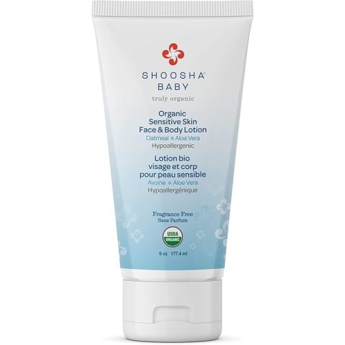 Shoosha Organic Baby Lotion Fragrance-Free, for Sensitive Skin, Organic Face and Body Lotion for Kids, Gluten-Free, Non-Sticky, 100% Biodegradable