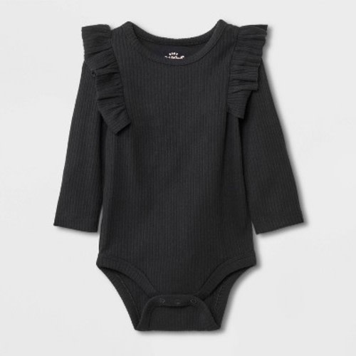 Baby Girls' Ruffle Bodysuit - Cat & Jack™, Color: Black, Size: 12M