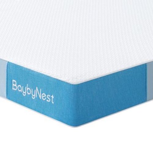 BaybyNest Dual-Sided Mini Crib Mattress 38x24x4”, Ultra Breathable Knitted Cover, CertiPUR-US Certified Blue