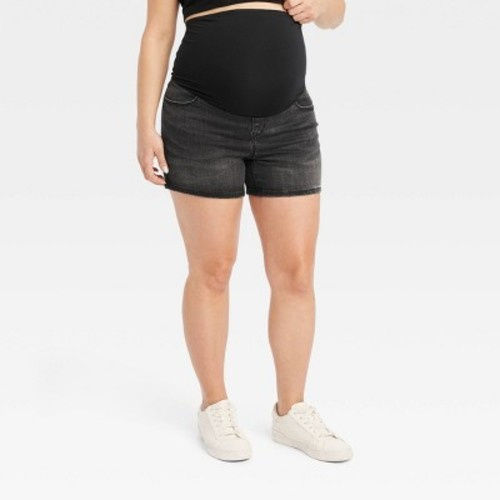 Over Belly Midi Maternity Jean Shorts - Isabel Maternity by Ingrid & Isabel™ Black Wash 2