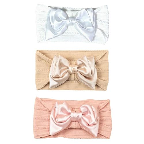 Baby Bows Headbands Nylon Hairbands Baby Girl Bows Hair Accessories for Infant Toddler Essentials (Gold Pink White, mid)