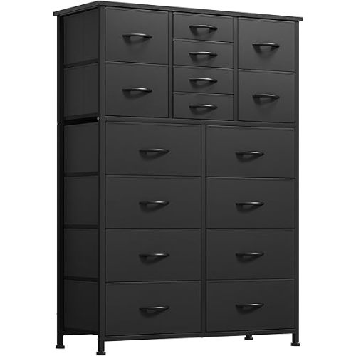 YITAHOME Dresser for Room with 16 Drawers, Large Chest of Drawers, Tall Dressers for Room with Wood Top and Metal Frame