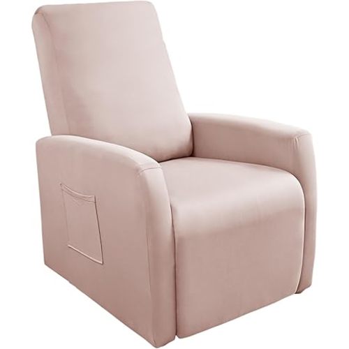 Recliner Chair Covers 4 Pieces Waterproof Small Recliner Sofa Slipcover Stretch Recliner Slipcover for Lazyboy Recliner Chair with Storage Pocket Furniture Protector for Living Room，Pink