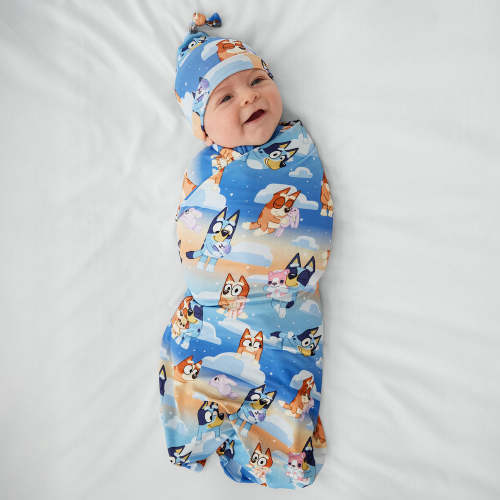 Bluey Blue Sleepytime Swaddle & Hat Set – Little Sleepies