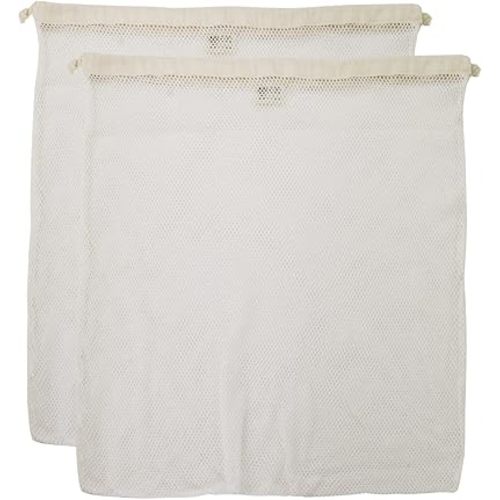 Simple Ecology Organic Cotton Mesh Laundry Bag; Machine Washing Bags for Delicates, Lingerie and Garments, X-Large 2 pack