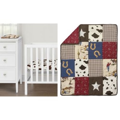 Sweet Jojo Designs Boy Baby Mini Crib Bedding Set - Wild West Cowboy Multicolor 3pc
