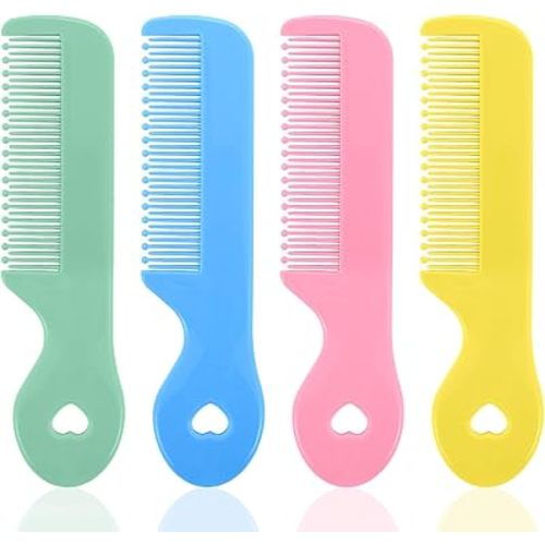 4 Pcs Baby Comb & Toddler Comb Set - Gentle Baby Hair Comb for Newborns Toddlers, Girls Boys Hair Brush for Sensitive Scalp Care Styling