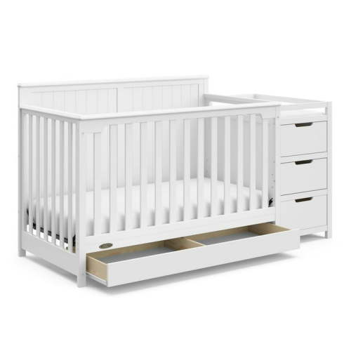 Graco Hadley 5-in-1 Convertible Crib with Storage Drawer and Changer, White