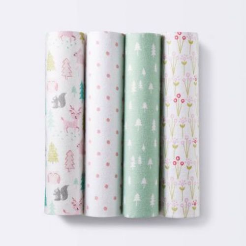 Flannel Baby Blankets Forest Frolic 4pk - Cloud Island™ Pink