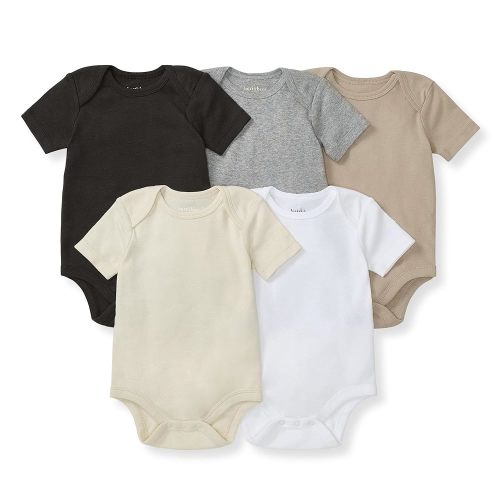 Burt's Bees Baby Unisex Organic Cotton Short and Long Sleeve Bodysuits, 5-Pack