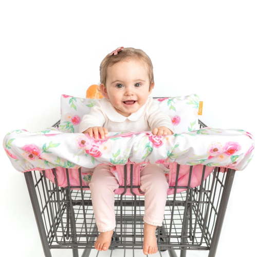 Binxy Baby 2-in-1 Cushy High Chair Cover and Shopping Cart Cover for Baby, Comfortable Cover for Grocery Cart, Universal Fit Cart Cover for Babies, Includes Storage Pouch - Full Bloom