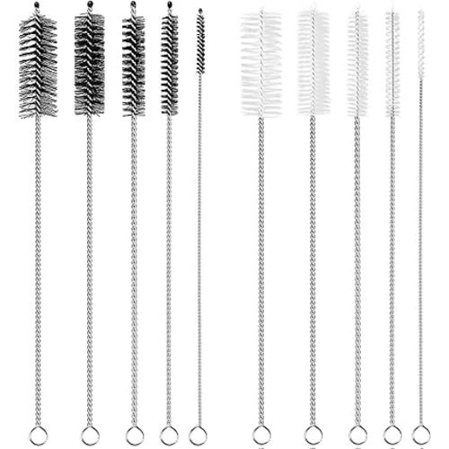 Straw Cleaner Brush Extra Long 12 inch, 10 PCS Straw Cleaner Brush Bristles Diameter (4+8+10+12+16mm) for Cleaning Straws, Pipe, Sippy Cup and Bottle