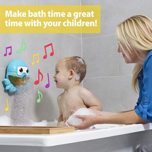 Chuchik Octopus Bath Toy. Bubble Bath Maker for The Bathtub. Blows Bubbles and Plays 24 Children’s Songs – Kids,Toddler Baby Bath Toys Makes Great Gifts for Toddlers – Sing-Along Bath Bubble Machine - Blue