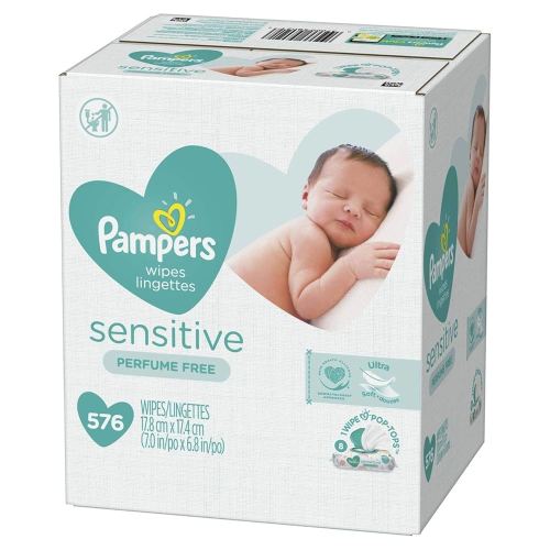 Pampers Baby Diaper Wipes Sensitive 9X Refill, 576 Count