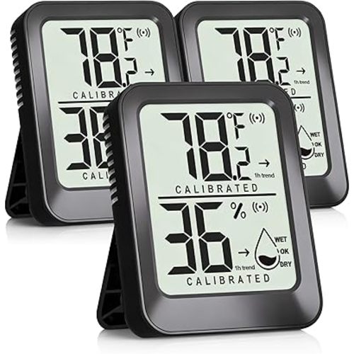 AyayaBoss 3 Pack Room Thermometer Indoor Hygrometer for Home, Digital Sensor Mini Humidity Gauge Meter, Temperature Humidity Monitor for Bedroom, Pet, Plant - Battery Included