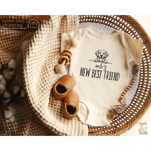 New Best Friend Bodysuit, Custom Baby Bodysuit, Protected by Dog Shirt, Baby Shower Gift, Kid Gift, Personalized Dog Name, Dog Lover Tee - Etsy