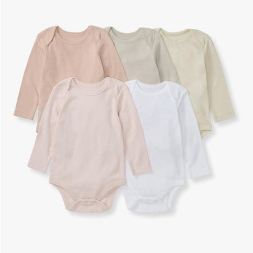 Burt's Bees Baby Unisex Organic Cotton Short and Long Sleeve Bodysuits, 5-Pack
