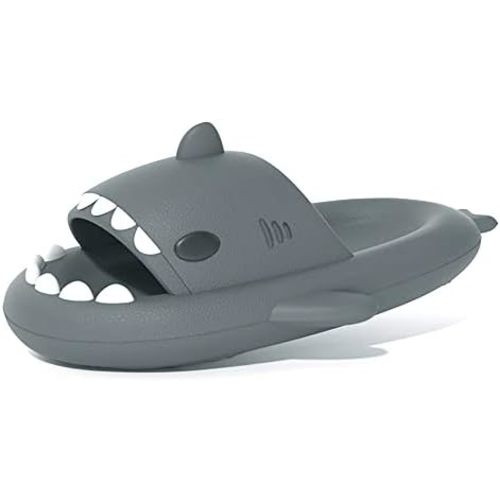 welltree Shark Slides for Women and Men Novelty Pillow Slippers Open Toe Shark Sandals Cushioned Cloud Slides