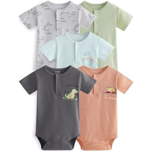 Yoofoss Baby Bodysuits 100% Organic Cotton Short Sleeve Infant Romper for Boy and Girl Baby Clothes, Soft Breathable