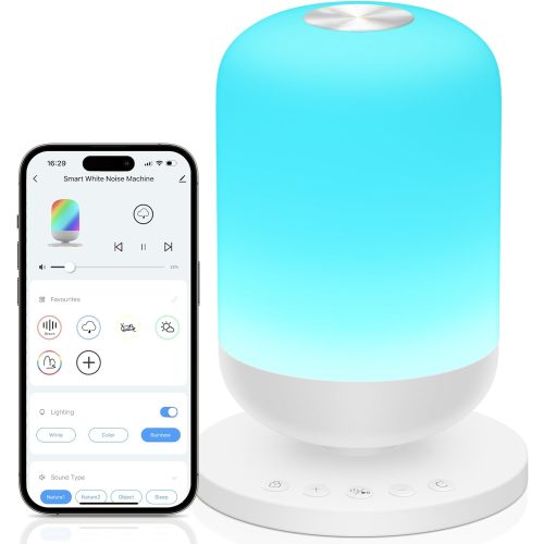 Morfone Sound Machine Baby with 34 Soothing Sounds White Noise Machine & Night Light Sleep Trainer with App Remote Control Alarm Clock Timer Setting Personal Sleep Routine for Babies Adult Kids