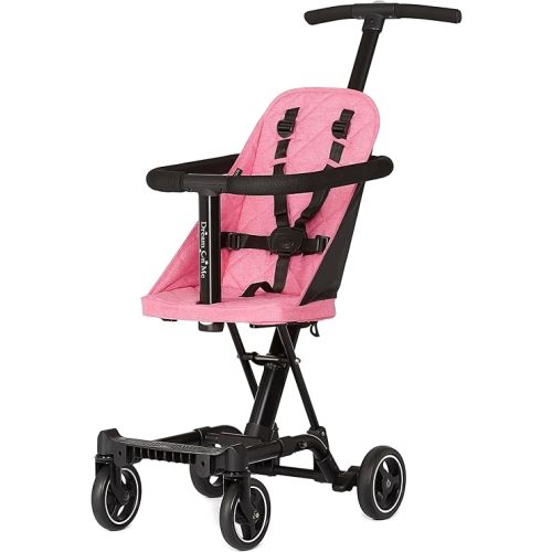 Dream On Me Coast Rider Travel Stroller, Lightweight & Compact Baby Stroller, Theme Park Approved, Book-Folding Design, Adjustable Handle, Soft-Ride Wheels, Converts to Rider & Scooter - Pink