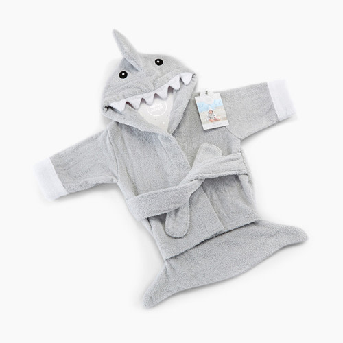 Baby Aspen "Let The Fin Begin" Shark Robe - Grey, 0-9 Months