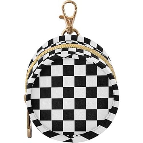 Checkered Plaid Black Print Pacifier Holder Case with Metal Clip Portable Pacifier Storage Container for Boys Girls