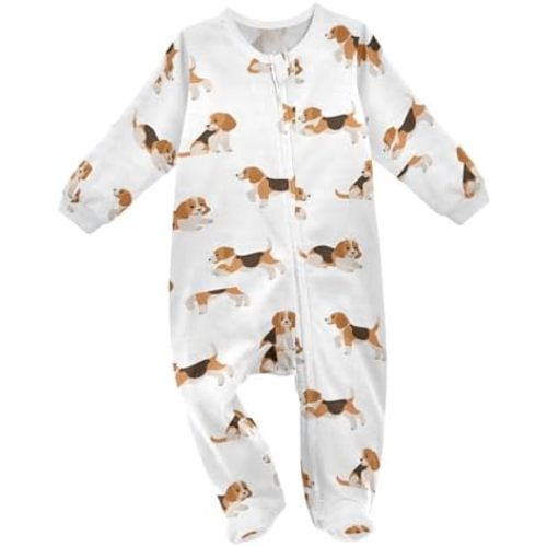 Alaskan Dog Baby One-Piece Footies Long Sleeve Rompers Pajamas Zip Front Pjs for Boys Girls kids 3M