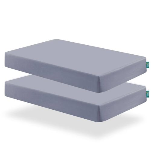Biloban Pack and Play Sheets Fitted, 2 Pack Pack and Play Sheet Fits for Graco Pack n Play Mattress, Neutral Playard Sheets for Baby Boys and Girl, Grey, 38”X 26”