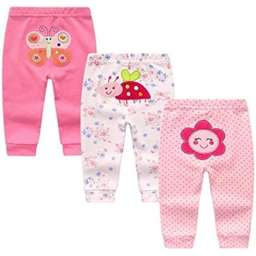 Unisex Newborn Baby Cotton 4-Pack Pants Embroidery Pringting Casual Leggings 0-24 Months for Boys and Girls