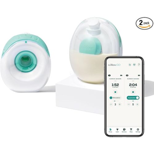 Willow Go - Hands Free Breast Pump - Wearable Breastfeeding Pump - Portable, Electric, Cordless, & 9 Levels of Hospital Grade Suction Strength - Postpartum Essentials - Double Breast Pump