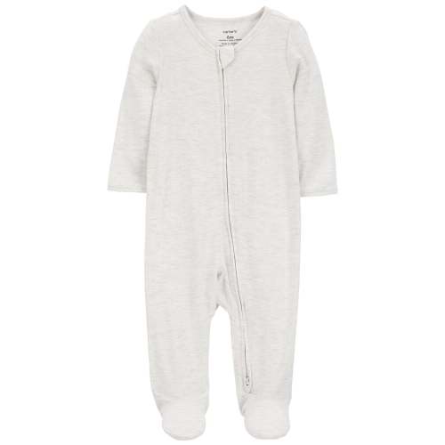 Grey Baby Zip-Up PurelySoft Sleep & Play Pajamas