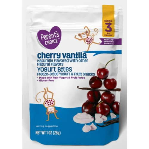 Parents Choice Cherry Vanilla Stage 3 Toddler Yogurt Bites Snack, 1 oz Pouch