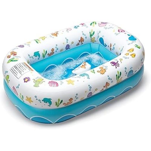 Mommy's Helper | Inflatable Under The Sea Baby Bathtub, Collapsible Safe Baby Bath Tub with Anti-Sliding Saddle Horn Seat, Must Have Travel Toddler Bath, Portable Bathtub Recommended Months 6 to 24
