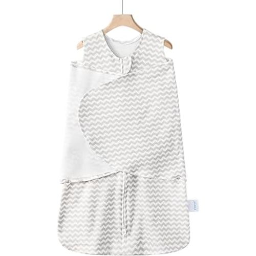 Swaddle-Blanket Baby Girl & Boy Swaddles Newborn Infant Transition 100% Cotton Wrap Blankets, 3-Way Adjustable Wearable Blanket, TOG 1.0 (Gray Stripes, 0-3 Month)