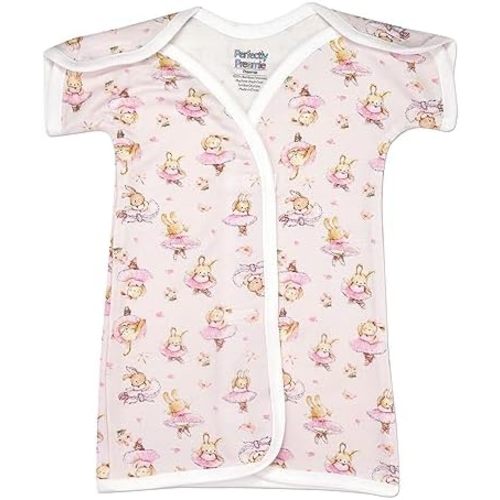 Boy's & Girl's Open-Shoulder Short-Sleeve Ultra Soft NICU Gown - NICU Friendly - Teeny (2-4lbs)