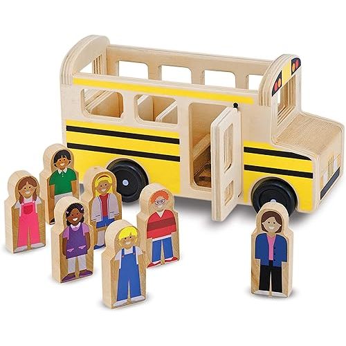 Melissa & Doug School Bus Wooden Toy Set With 7 Figures, Pretend Play, Classic Toys For Kids