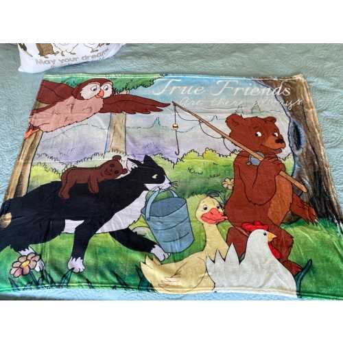 Little Bear and Friends Blanket: Dream Sleep Set Bundle with 30x40 Blanket and 18x18 Pillow Cover only | Blanket only | True Friends always