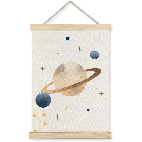 BearCake Earth Nursery Wall Decor Art Poster Hanger Frame, Earth Canvas Prints Framed Wall Decor for Classroom Toddler Boys Room Nursery Playroom, 12x16 Inch