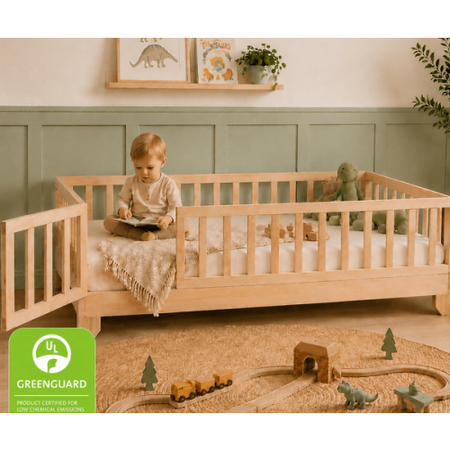Luca Floor Bed with Gate | Montessori Twin Bed – Custom Kids Furniture