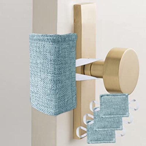 Nursery Door Latch Cover Door Silencer Cushion, Quiet Lock Cover Closer Durable Material for No Slamming Light Sleeper Baby Children - 4x3 inches, Dusty Blue, 3 Pieces