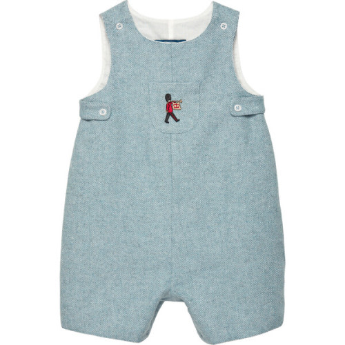 Little Archie Guardsman Romper, Pale Blue Herringbone - Trotters London Rompers | Maisonette